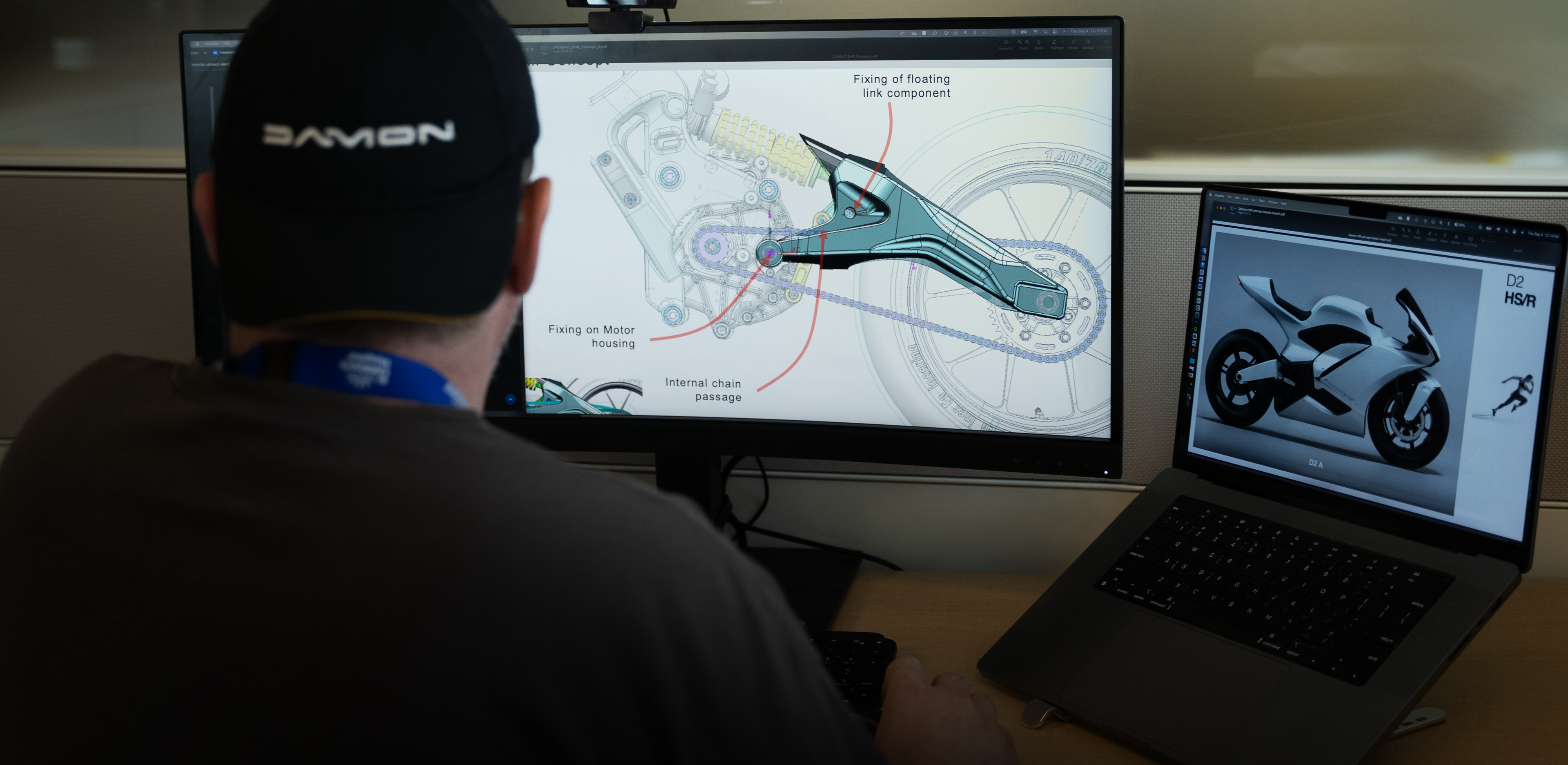 Engineer reviewing chassis dynamics on screen