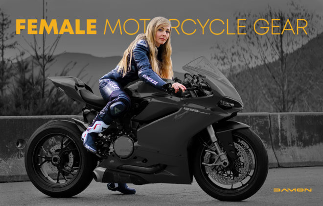 blonde haired woman riding a black damon hypersport hs motorcycle