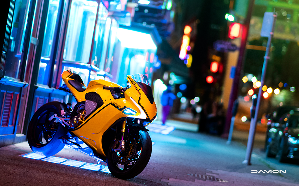 Damon Hypersport HS parked outside at night