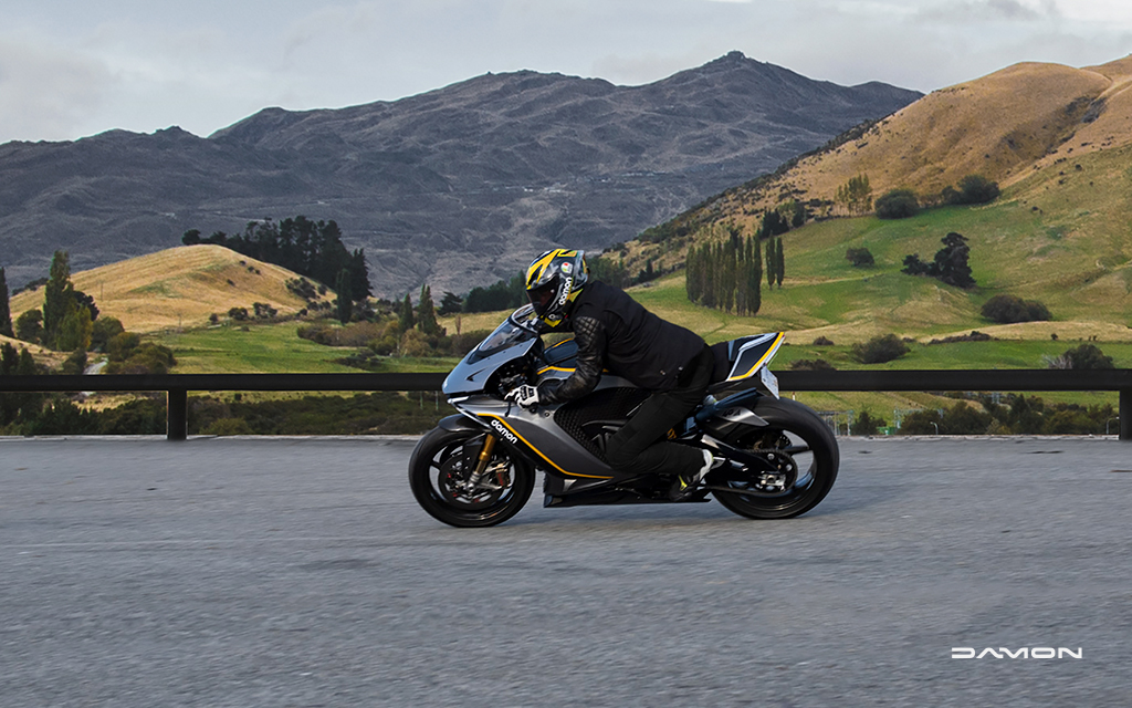 Damon HyperSport Premier prototype being ridden in the countryside