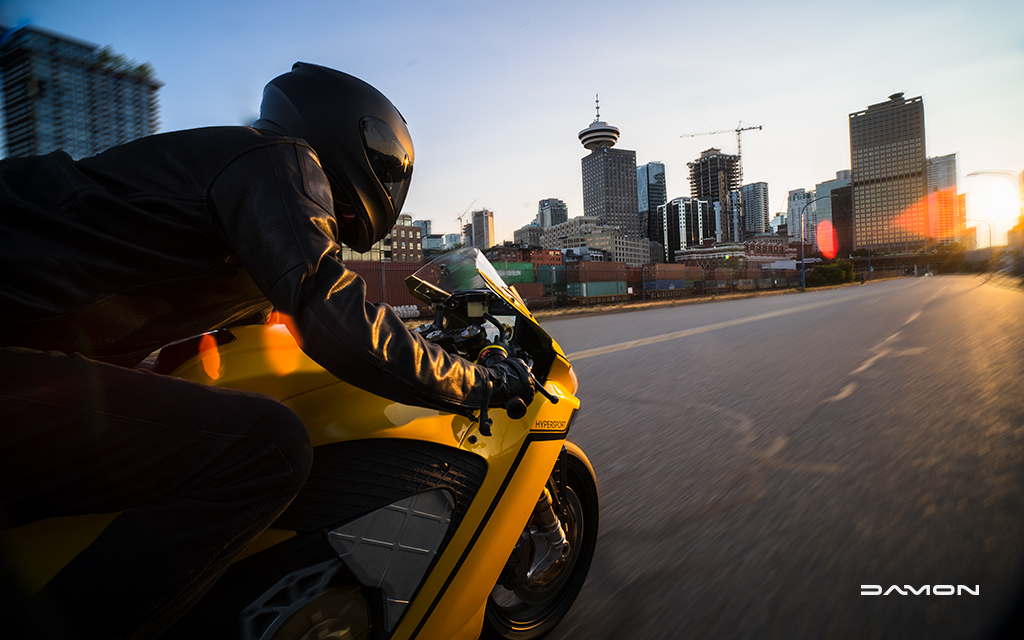 damon hypersport hs riding in downtown vancouver