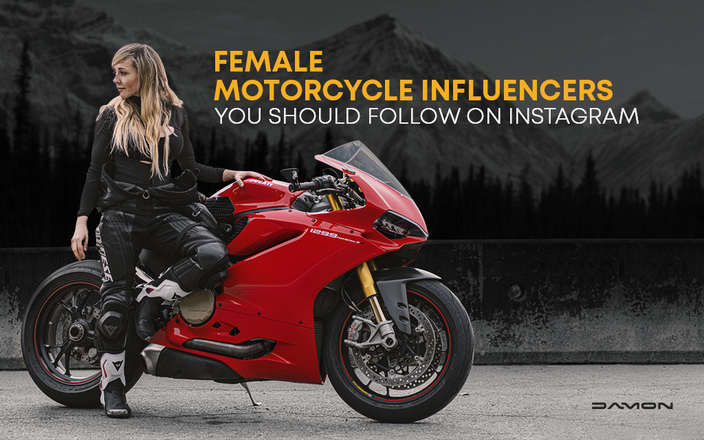 Amber Spencer standing next to her Ducati Panigale